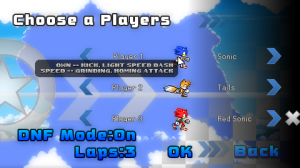 Sonic Game Land Choosing Players Menu